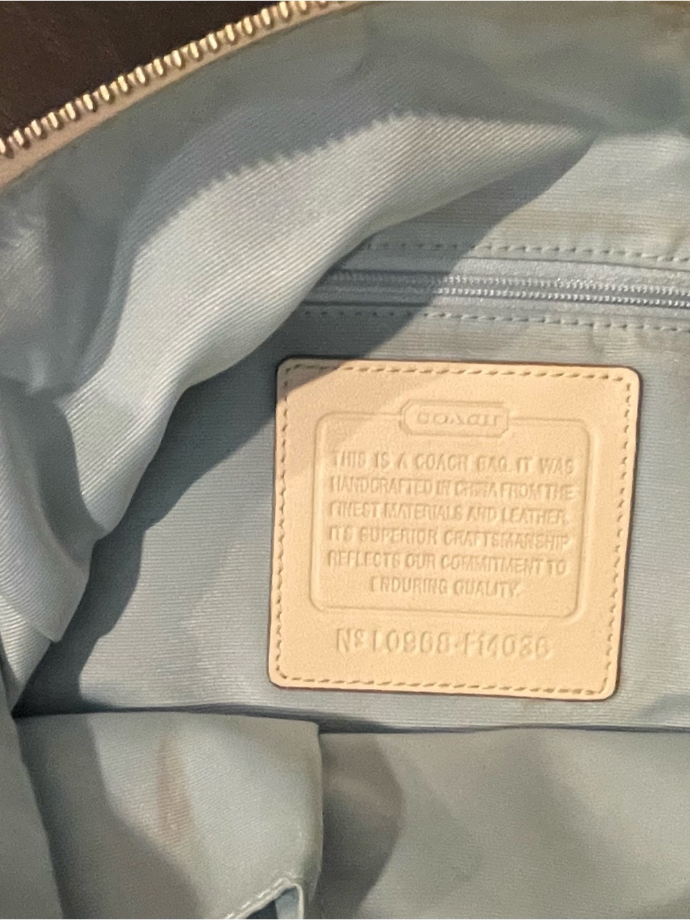 Coach Light Blue Signature Canvas Shoulder Bag Cream Trim horse carriage canvas - Picture 7 of 7